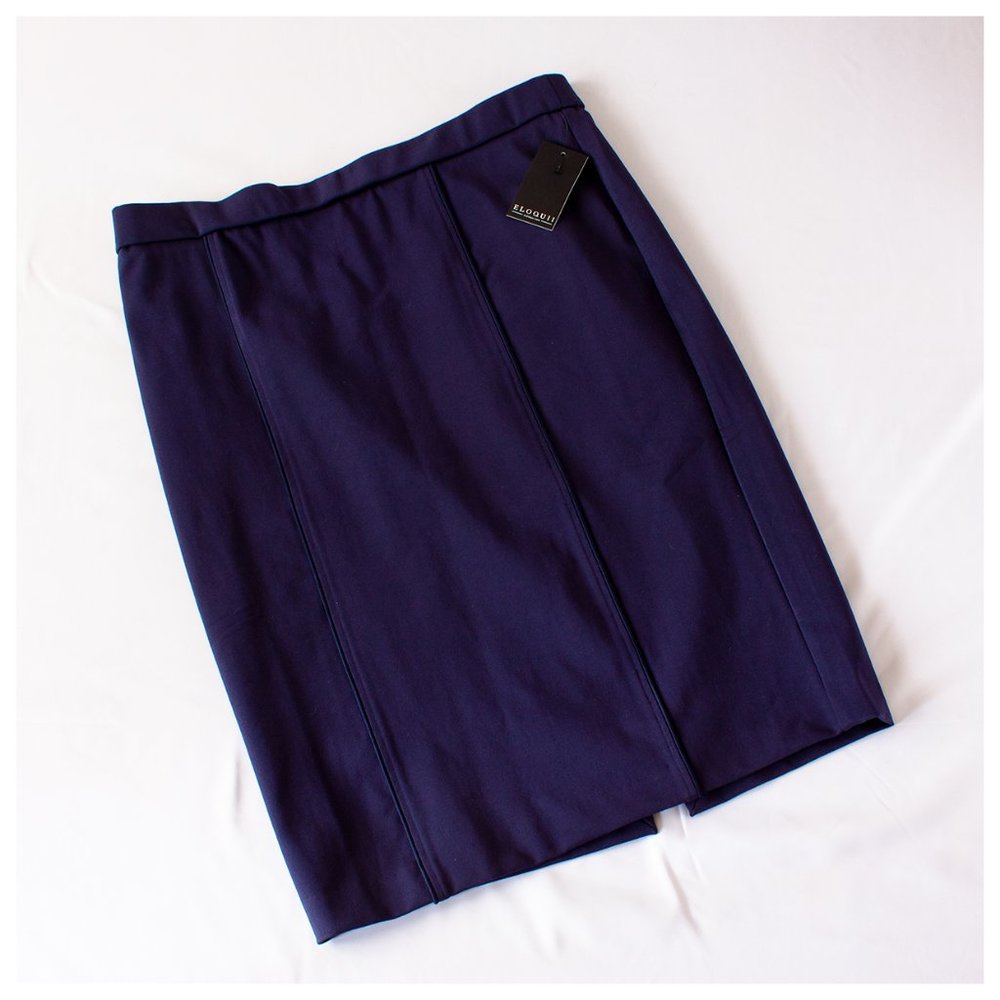 Eloquii stretch navy skirt